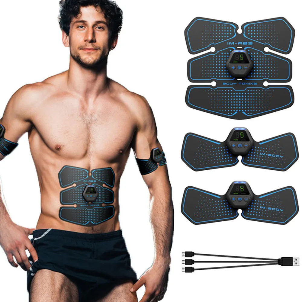 10 Modes In Stock Ems Pulse Abdominal Muscle Patch Three-Piece Set Portable Muscle Stimulator Vest Line Trainer