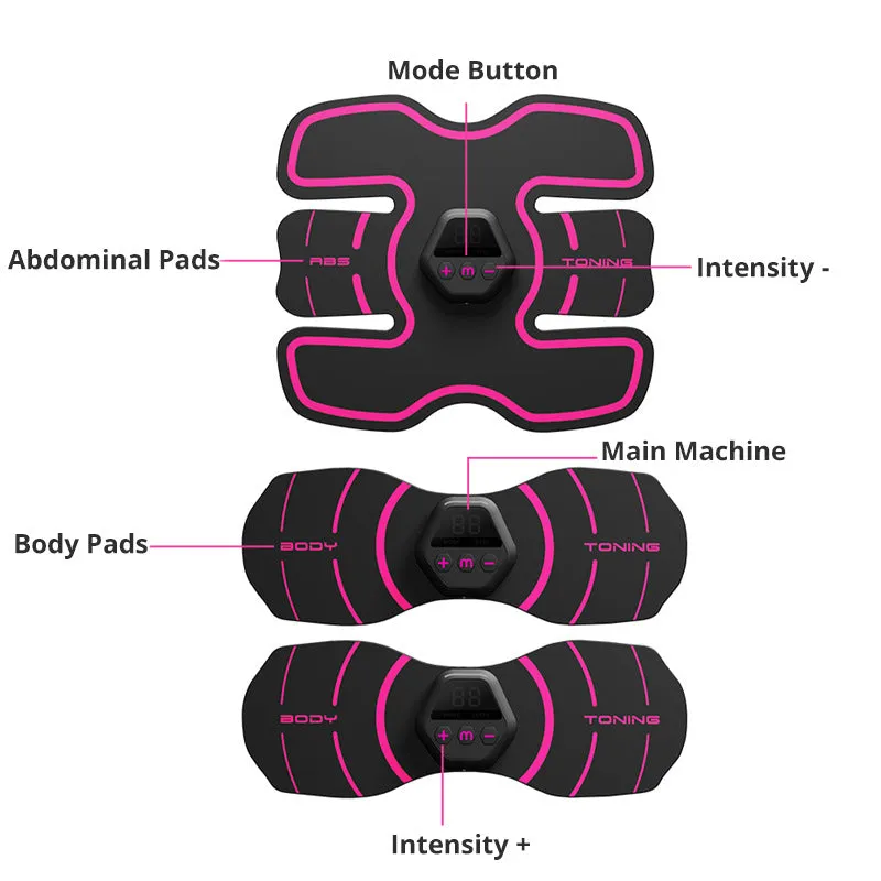 10 Modes In Stock Ems Pulse Abdominal Muscle Patch Three-Piece Set Portable Muscle Stimulator Vest Line Trainer