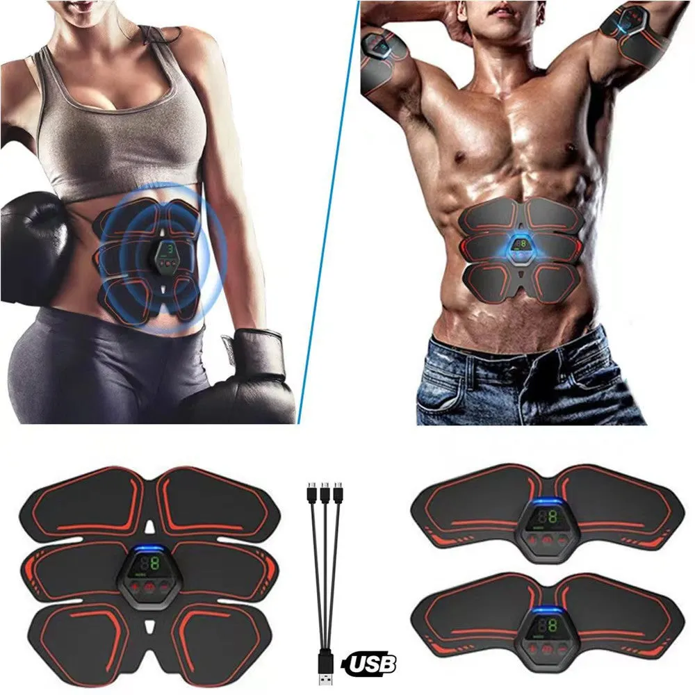 10 Modes In Stock Ems Pulse Abdominal Muscle Patch Three-Piece Set Portable Muscle Stimulator Vest Line Trainer