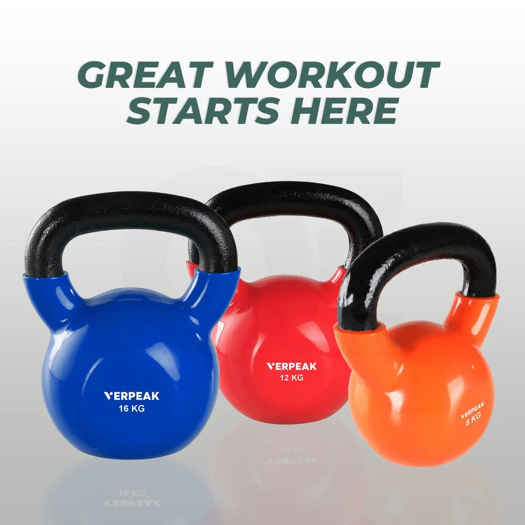 16kg Vinyl Coated Cast Iron Kettlebell Blue - Verpeak