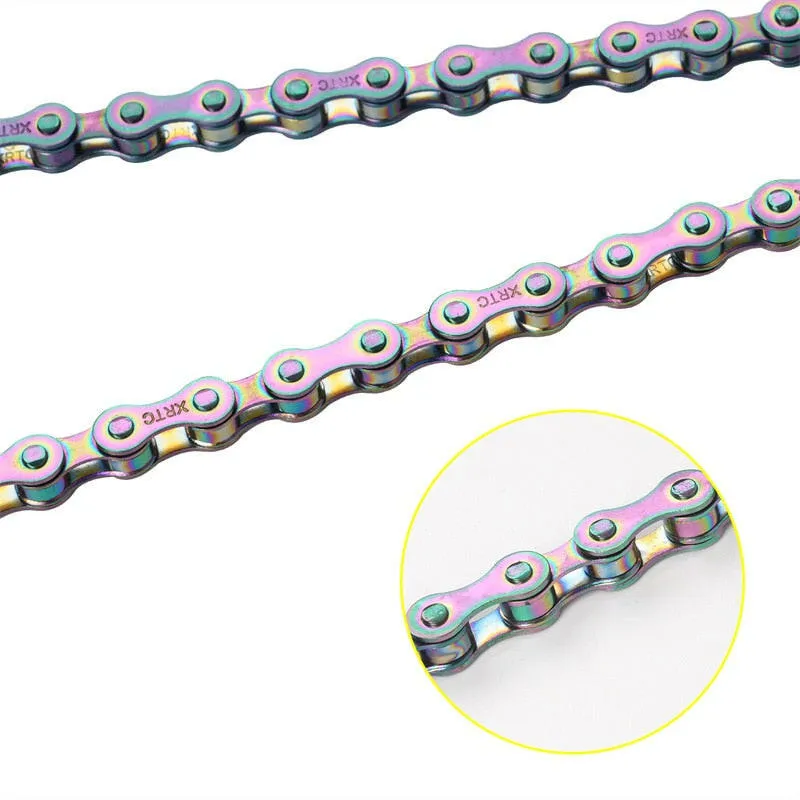 1Speed Bicycle Chain,Rainbow Color,Single Speed Bike Chain,104Links,MTB/Road Bike Replacement Cycling Parts