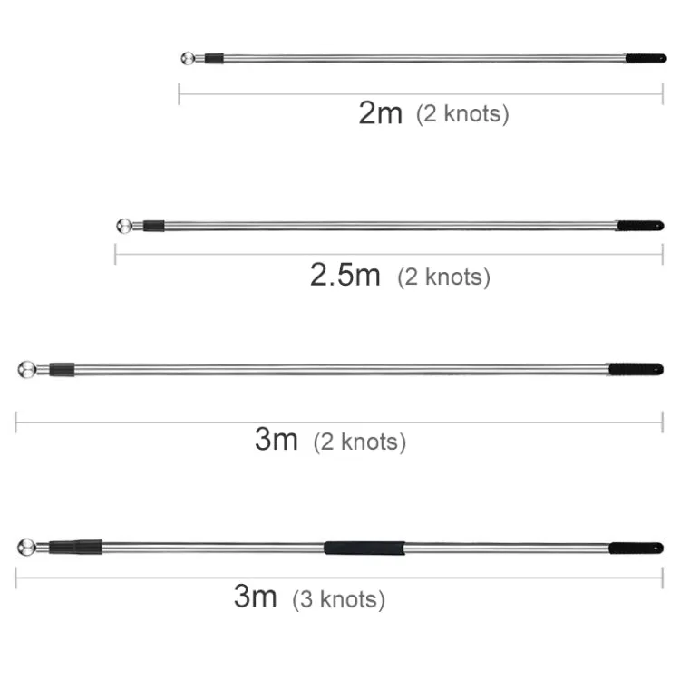 2.5M 2 Knots Multi-function Telescopic Stainless Steel Teaching Stick Guide Flagpole Signal Flag