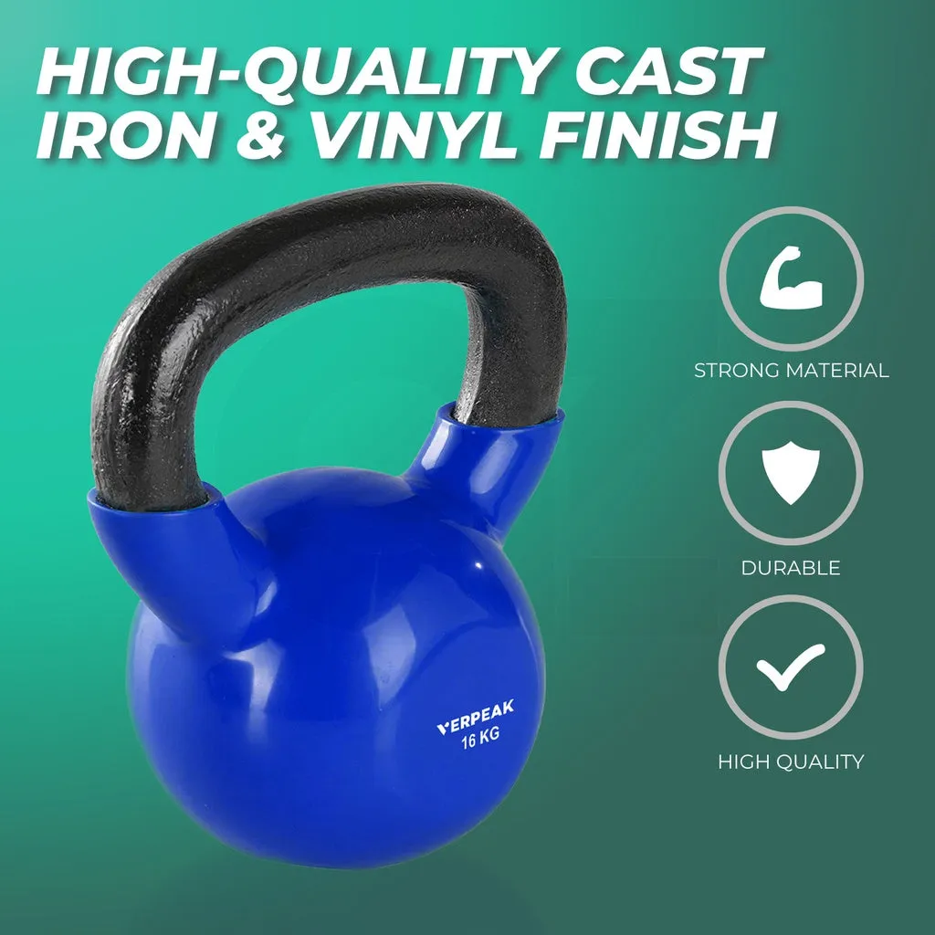 4kg Vinyl Coated Cast Iron Kettlebell - Yellow, Verpeak