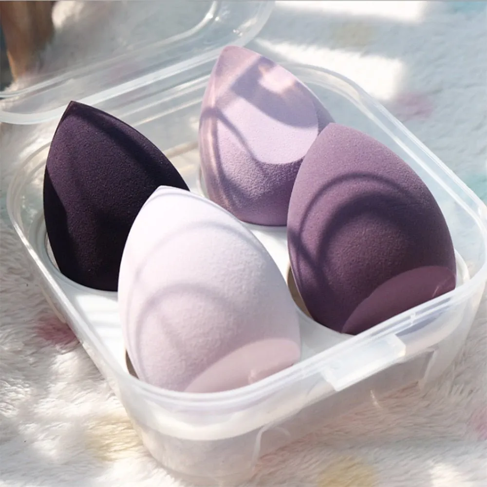 4pcs Makeup Blender Cosmetic Puff Makeup Sponge with Storage Box Foundation Powder Sponge Beauty Tool Women Make Up Accessories