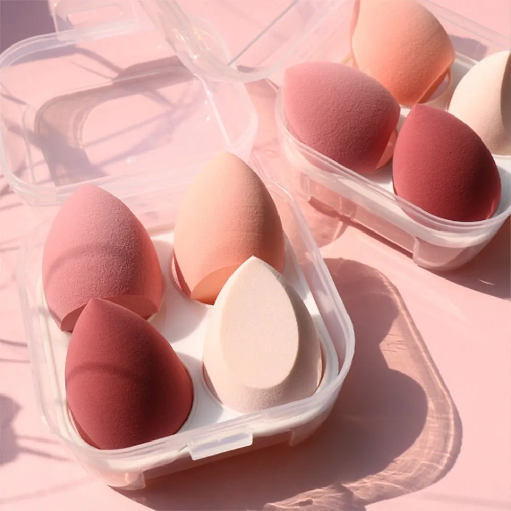 4pcs Makeup Blender Cosmetic Puff Makeup Sponge with Storage Box Foundation Powder Sponge Beauty Tool Women Make Up Accessories