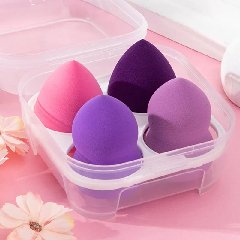 4pcs Makeup Blender Cosmetic Puff Makeup Sponge with Storage Box Foundation Powder Sponge Beauty Tool Women Make Up Accessories