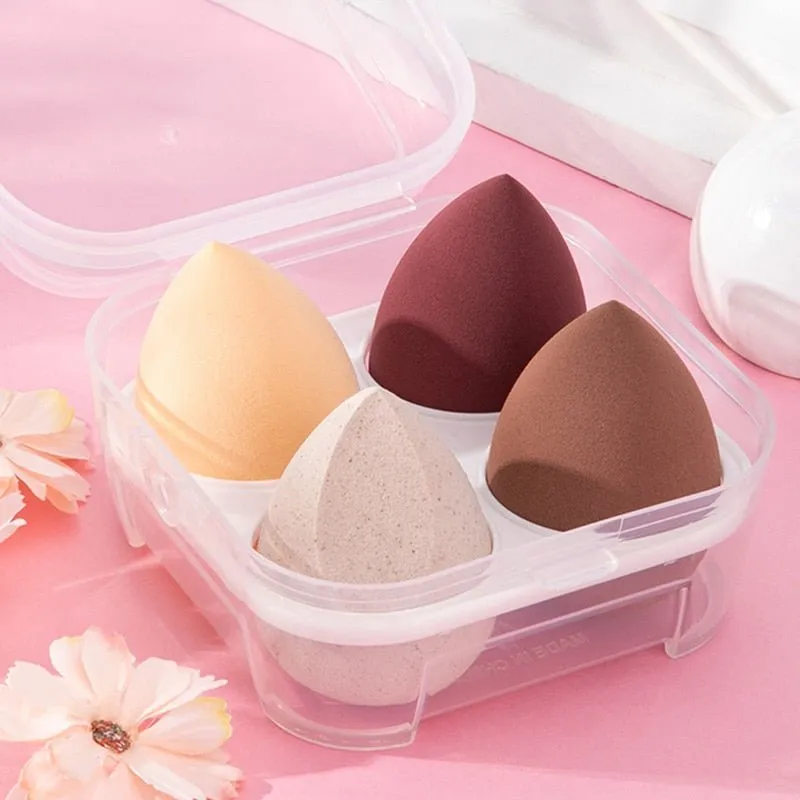 4pcs Makeup Blender Cosmetic Puff Makeup Sponge with Storage Box Foundation Powder Sponge Beauty Tool Women Make Up Accessories