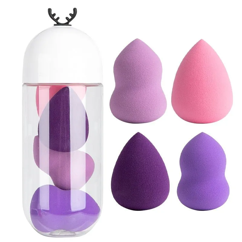 4pcs Makeup Blender Cosmetic Puff Makeup Sponge with Storage Box Foundation Powder Sponge Beauty Tool Women Make Up Accessories