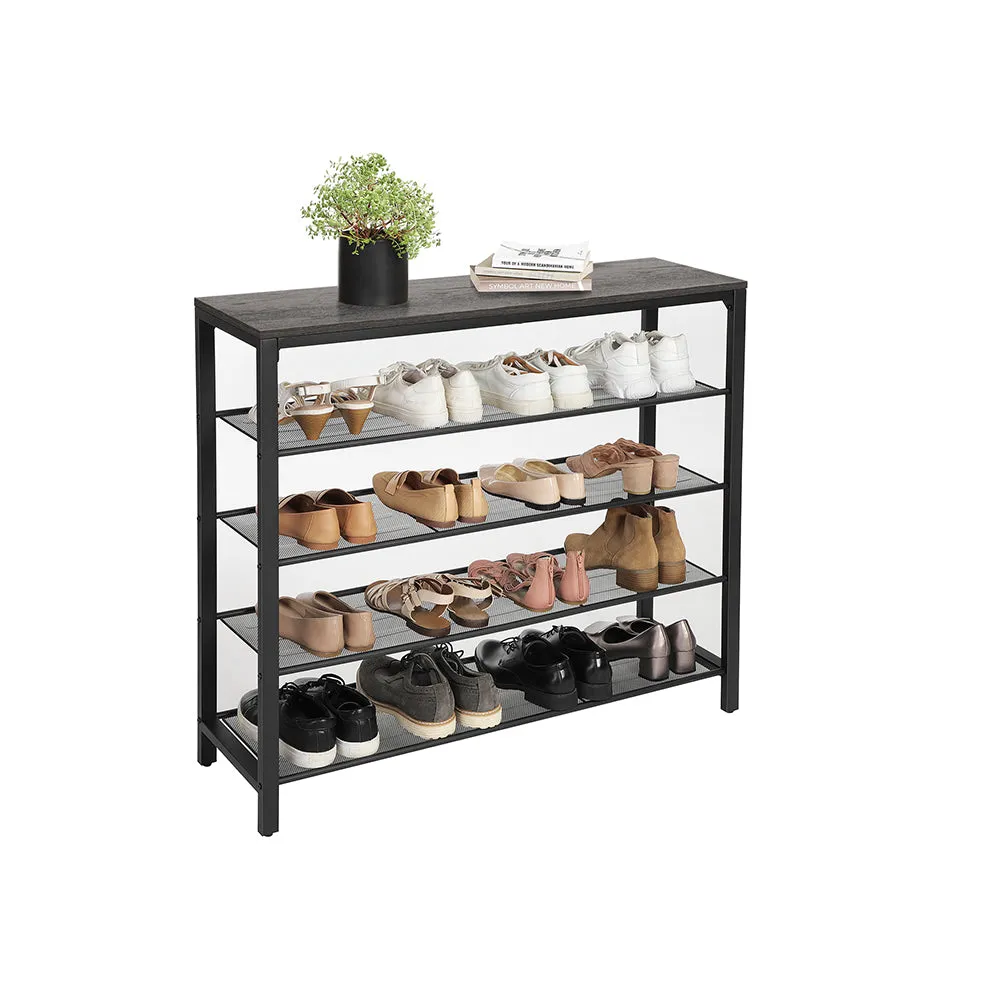 5-Tier Shoe Storage Organizer with 4 Metal Mesh Shelves