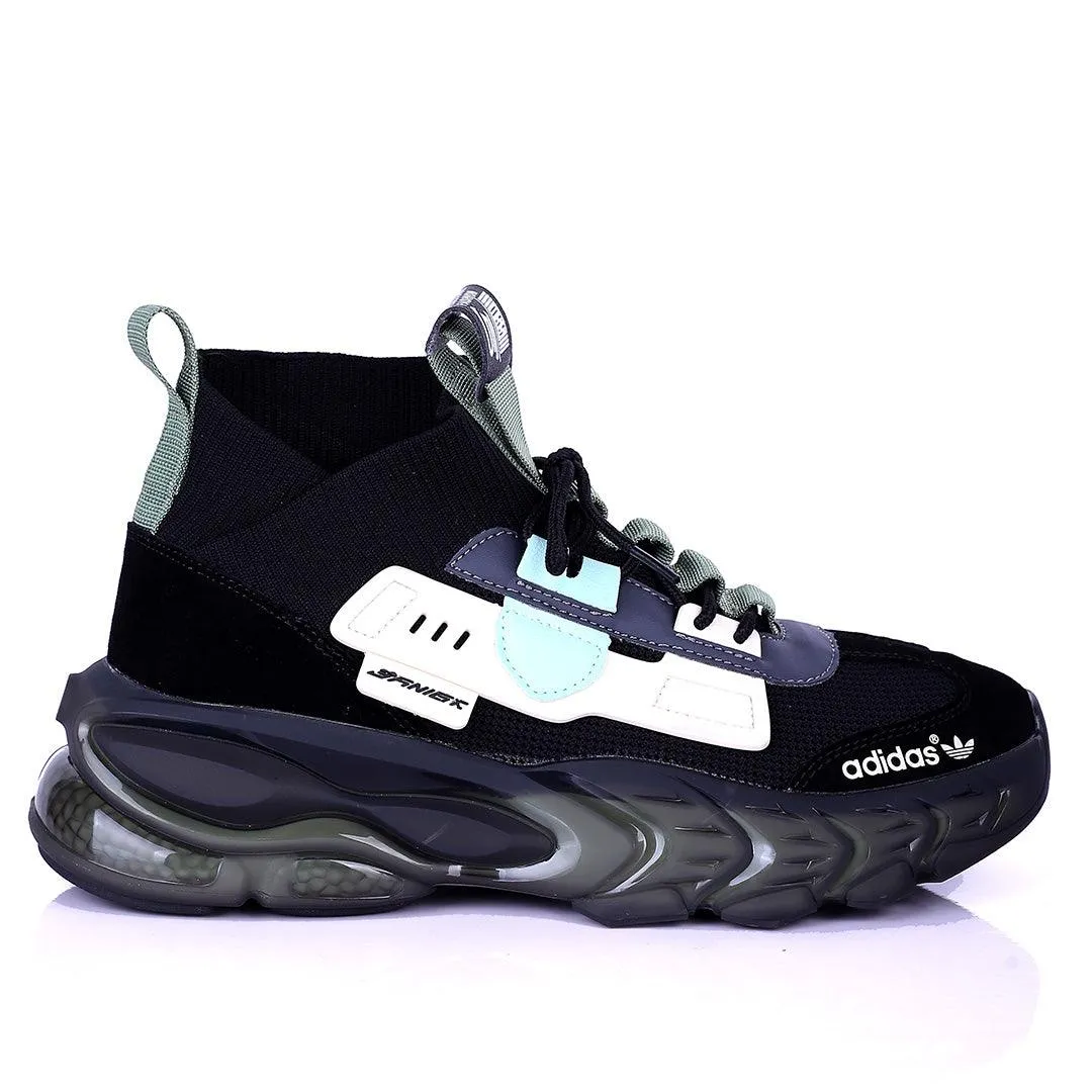 AD Logo Multi-Coloured Designed Sneakers With Tuned Pressure Sole- Black