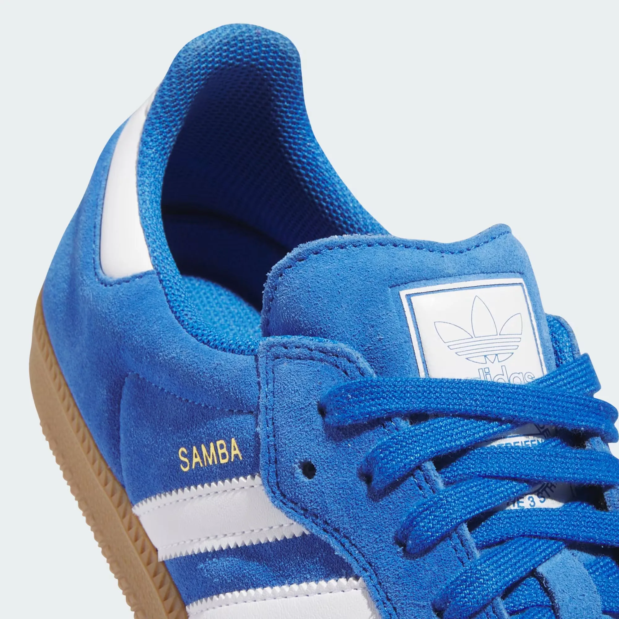 Adidas Skateboarding Samba ADV Skateboarding Shoes - Blue Bird / Cloud White / Gold Metallic