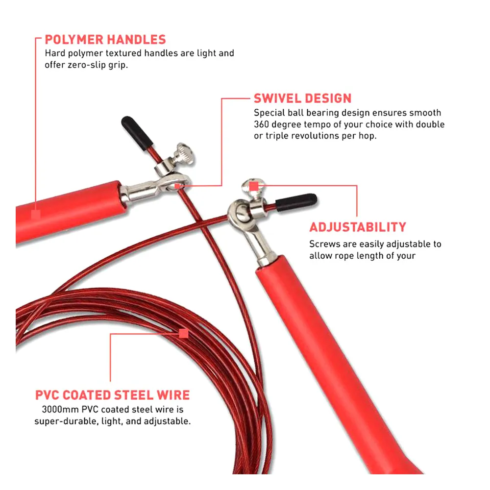 Adjustable Skipping Rope 3m /10ft - Red