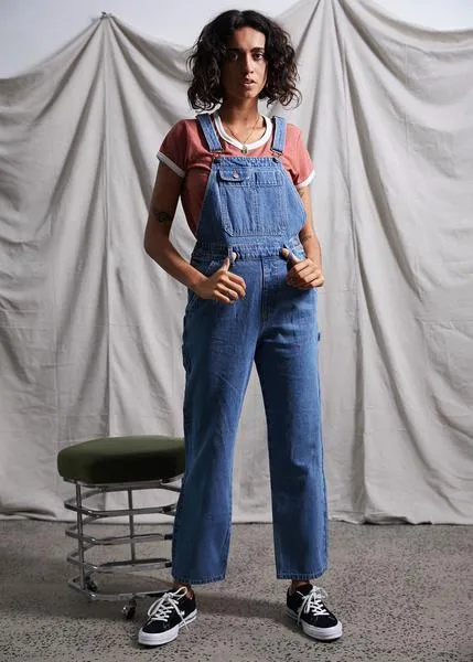 Afends Womens Holly - Denim Long Overalls