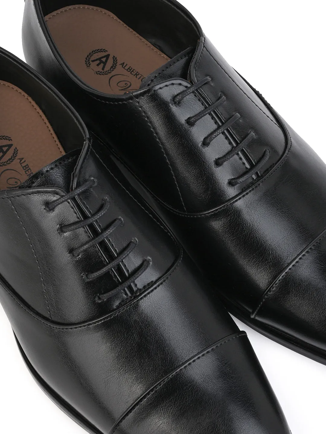 Alberto Torresi Synthetic Black Laceup Formal Shoes