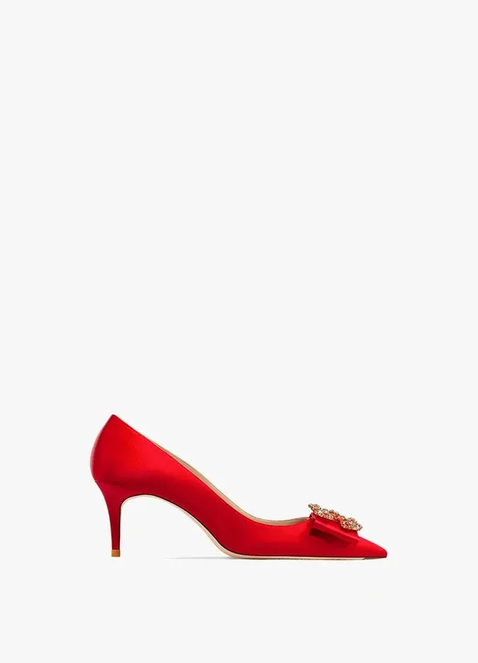 Anita Red Satin Heels