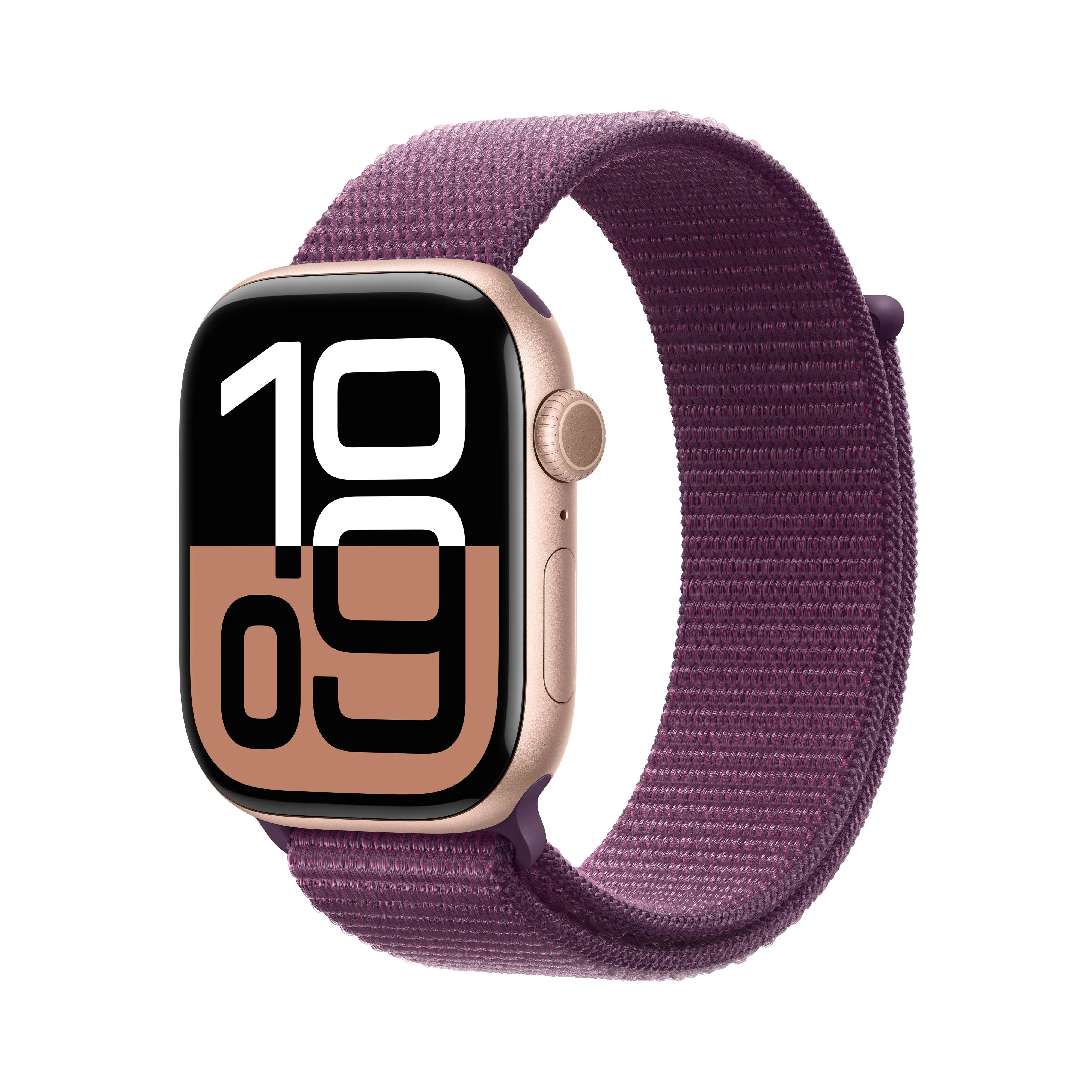 Apple Watch Series 10 GPS   Cellular 42mm Rose Gold Aluminium Case with Plum Sport Loop