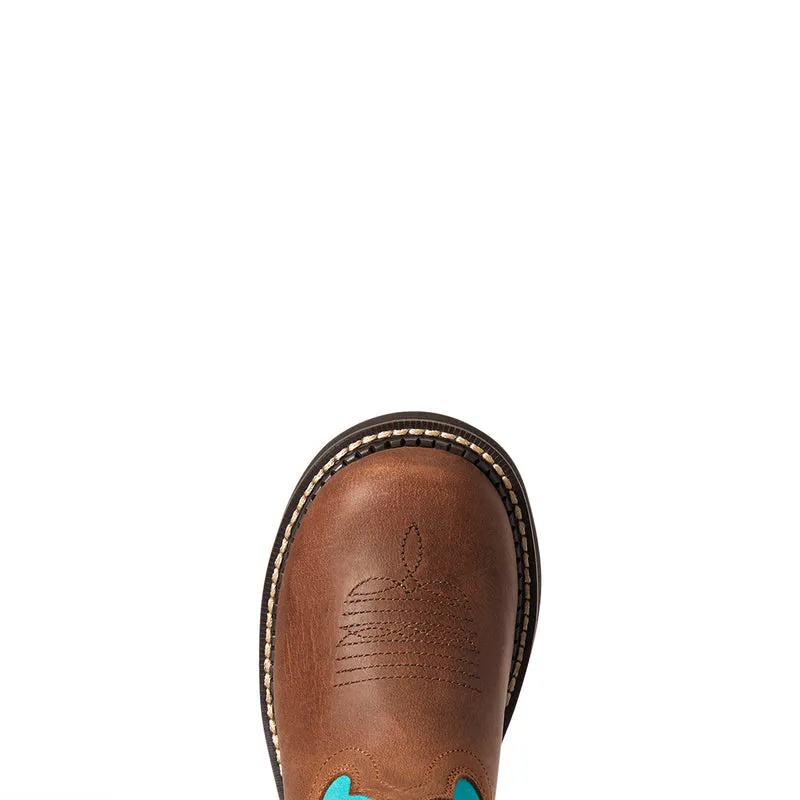 'Ariat' Youth Fatbaby Heritage Round Toe - Brown / Turquoise