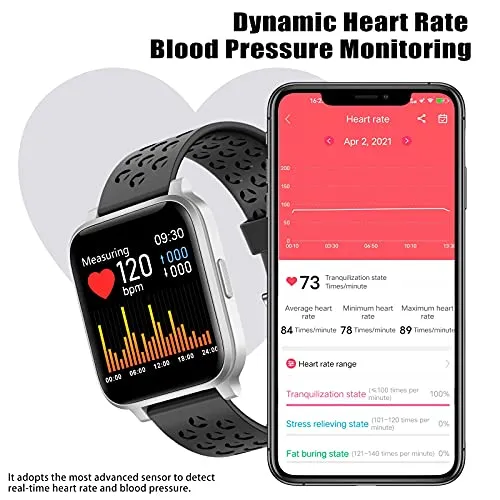 ASWEE Smart Watch for Women Men, Fitness Trackers with Blood Oxygen, Heart Rate and Sleep Monitor, Pedometer Step Counter Watch with 5ATM Waterproof, Smartwatch Compatible with iPhone Android Phones