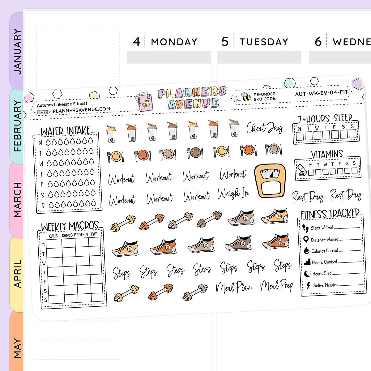 Autumn Lake Fitness Planner Stickers