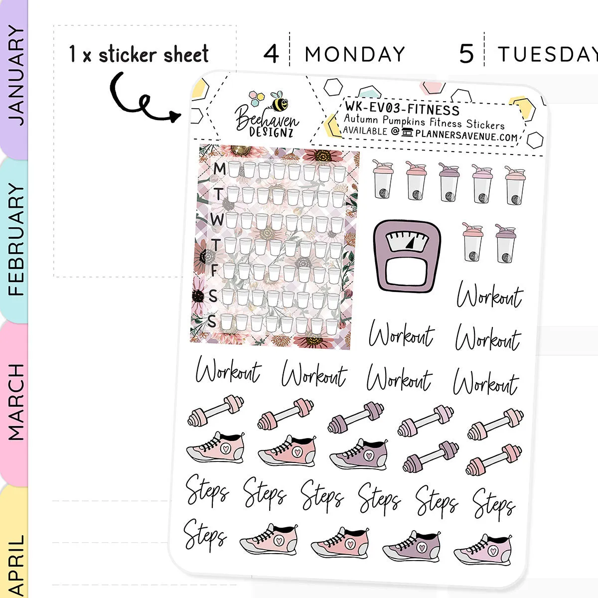 Autumn Pumpkin Fitness Planner Stickers