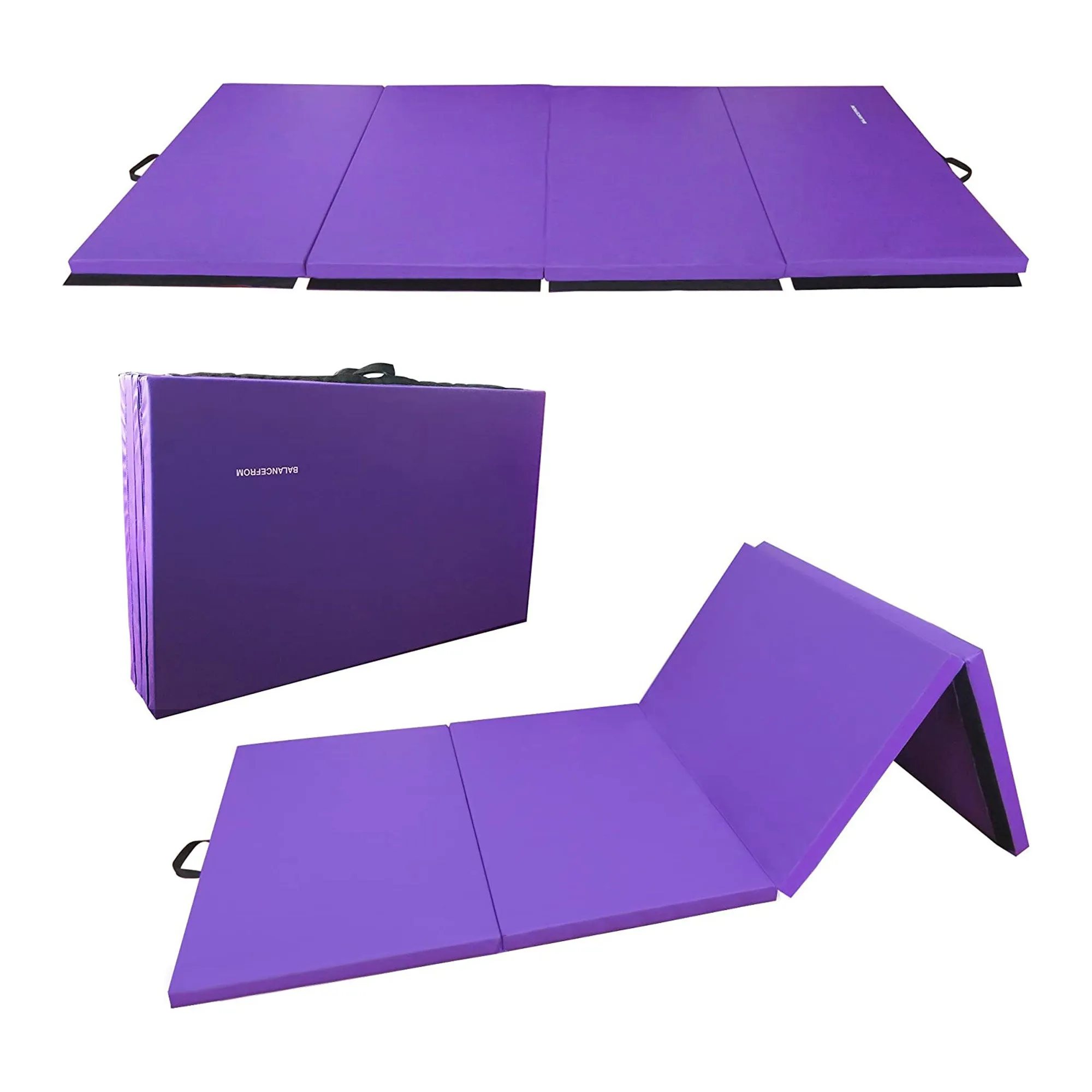 BalanceFrom Fitness 120" x 48" Exercise Mat & Adjustable Gymnastics Bar, Purple