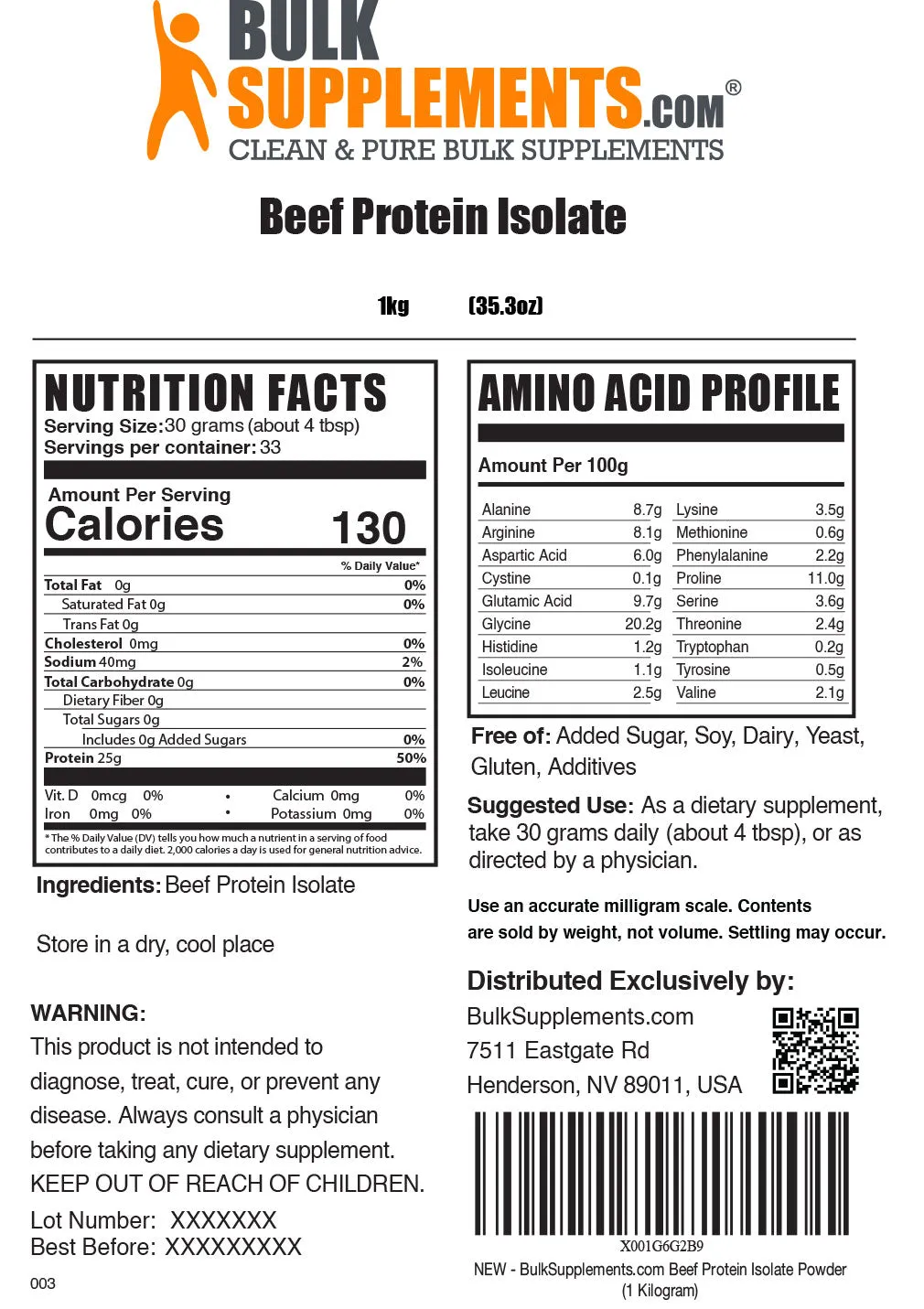 Beef Protein Isolate Powder