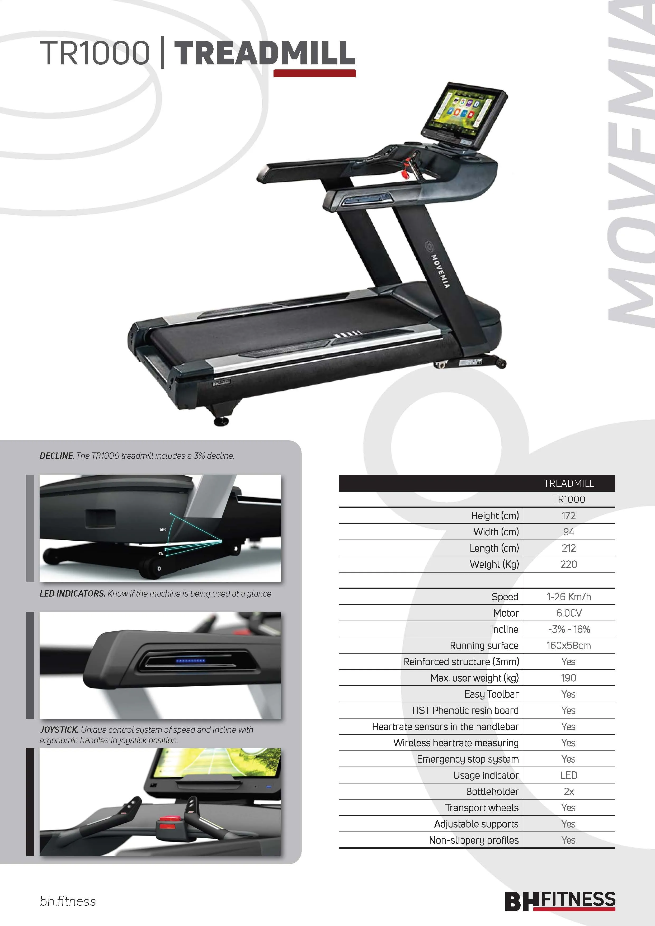 BH Fitness TR1000 Treadmill MOVEMIA