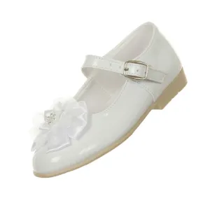 Big Girls White Patent Floral Stud High Top Dress Shoes 11-13 Kids