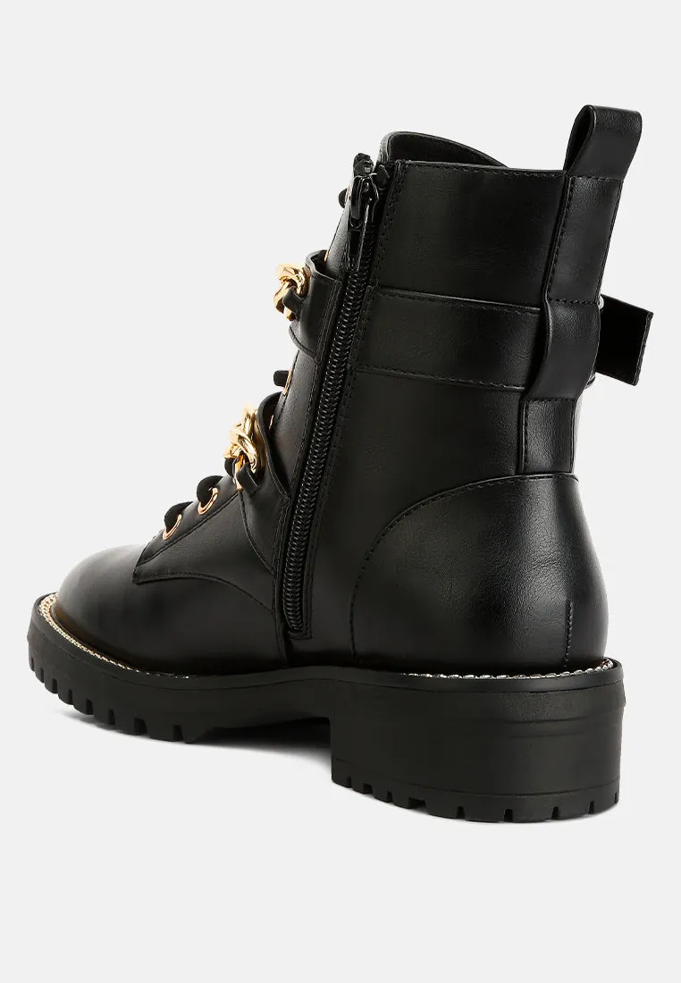 Billy Metal Chain Embellished Biker Boots