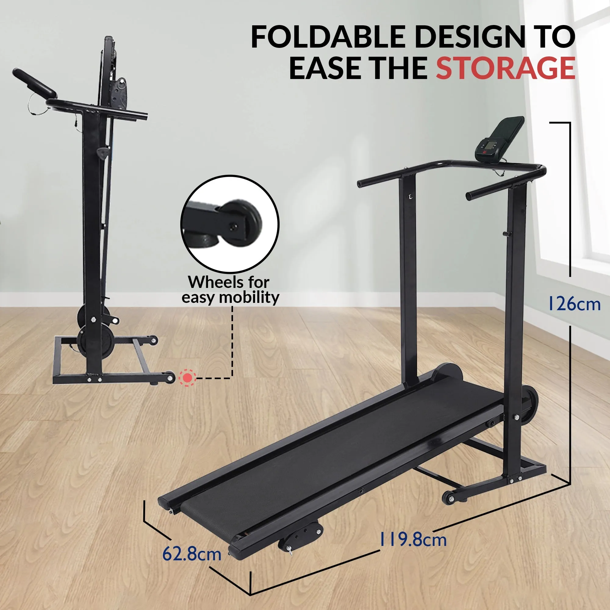 BIONFIT Comfort Walk Manual Treadmill - Fitness, Walking Jogging, Physiotherapy Exercise Treadmill