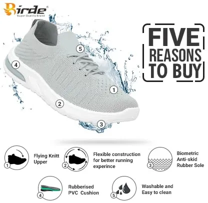 Birde Women Grey Mesh Casual Shoes Sneakers- 6 UK Size