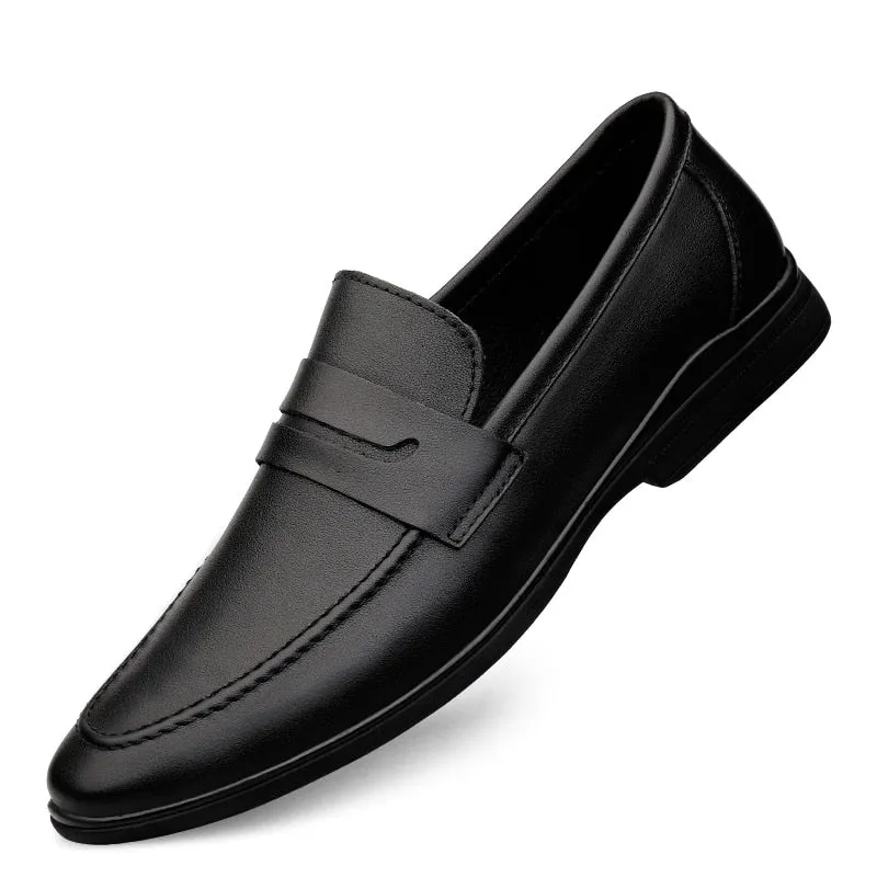 Black Genuine Leather Casual ShoesFor men Autumn Slip-on Loafers Soft Italian Style Flats Super Light Moccasins Plus Size 37-46