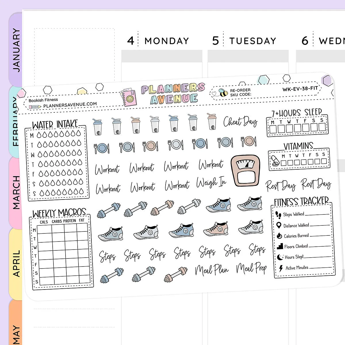 Bookish Fitness Planner Stickers