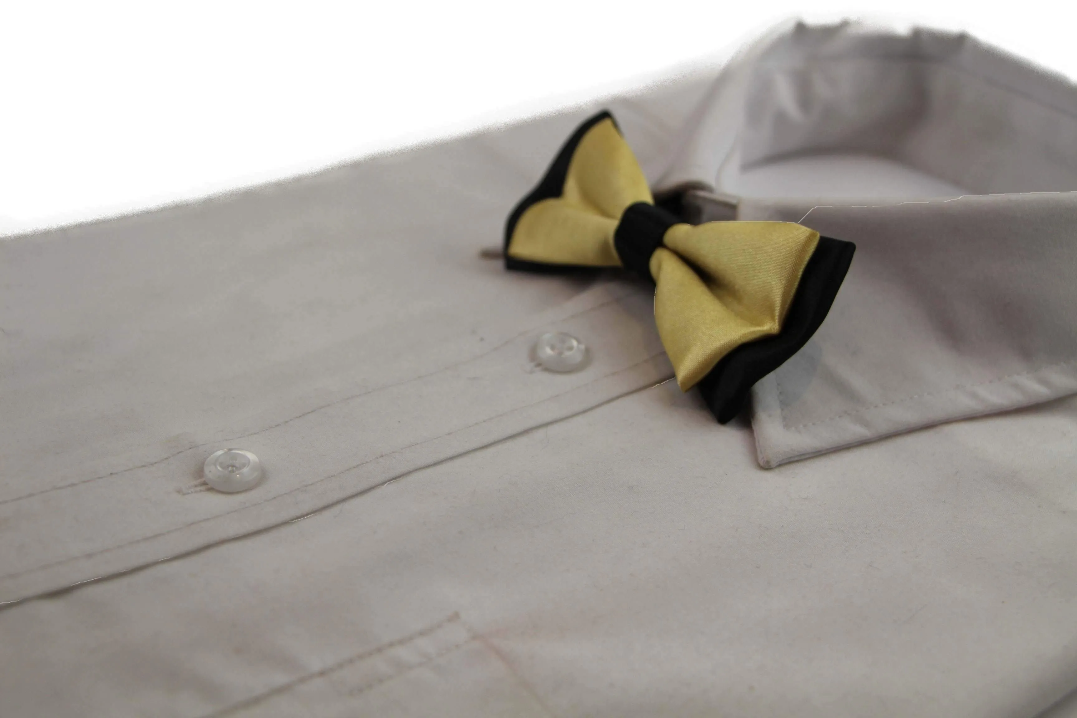 Boys Yellow Gold Two Tone Layer Bow Tie