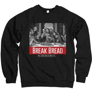 Break Bread - Red on Black Crewneck Sweatshirt