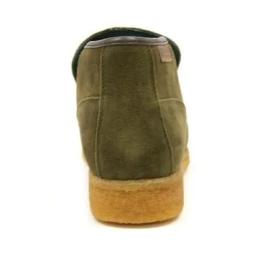 British Walkers Checkers Men's Olive Green Suede Slip Ons