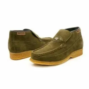 British Walkers Checkers Men's Olive Green Suede Slip Ons