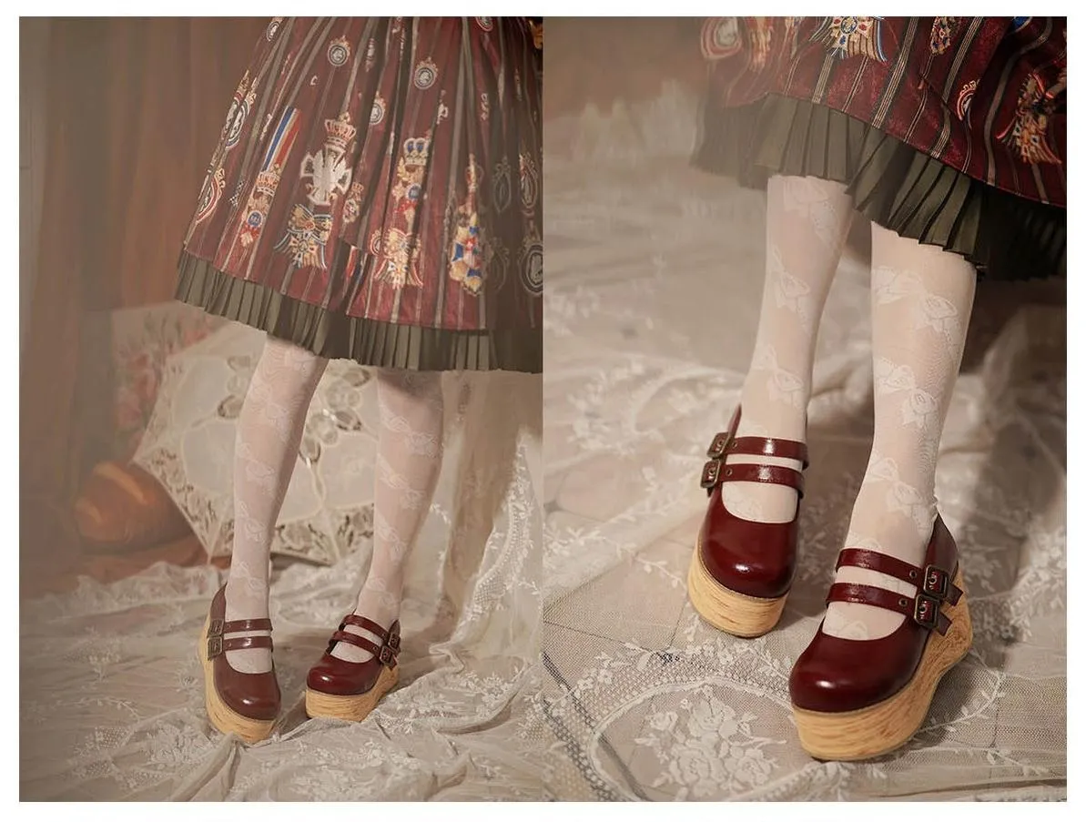 (Buy for me) MODO~Retro Lolita Round Toe Wood Bottom Shoes