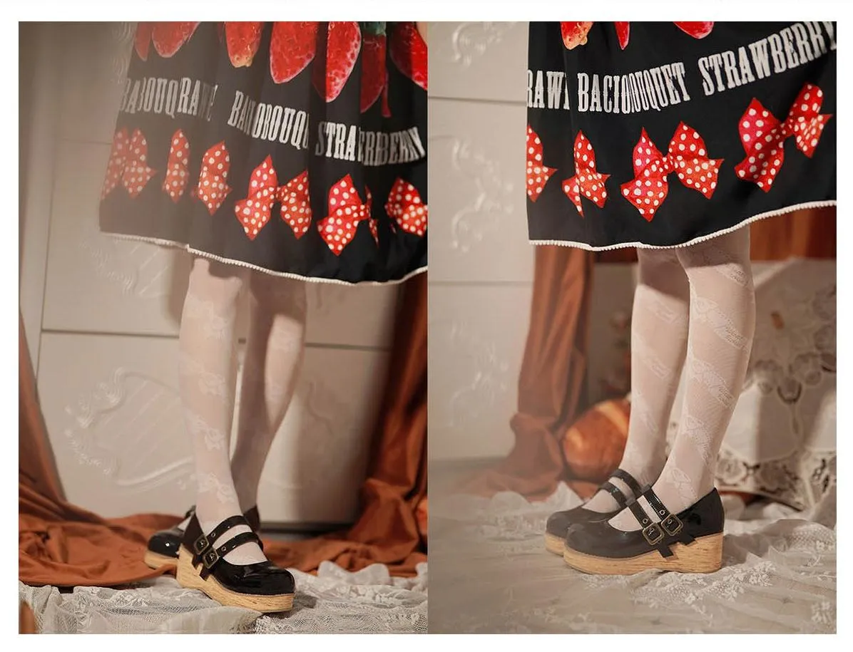 (Buy for me) MODO~Retro Lolita Round Toe Wood Bottom Shoes