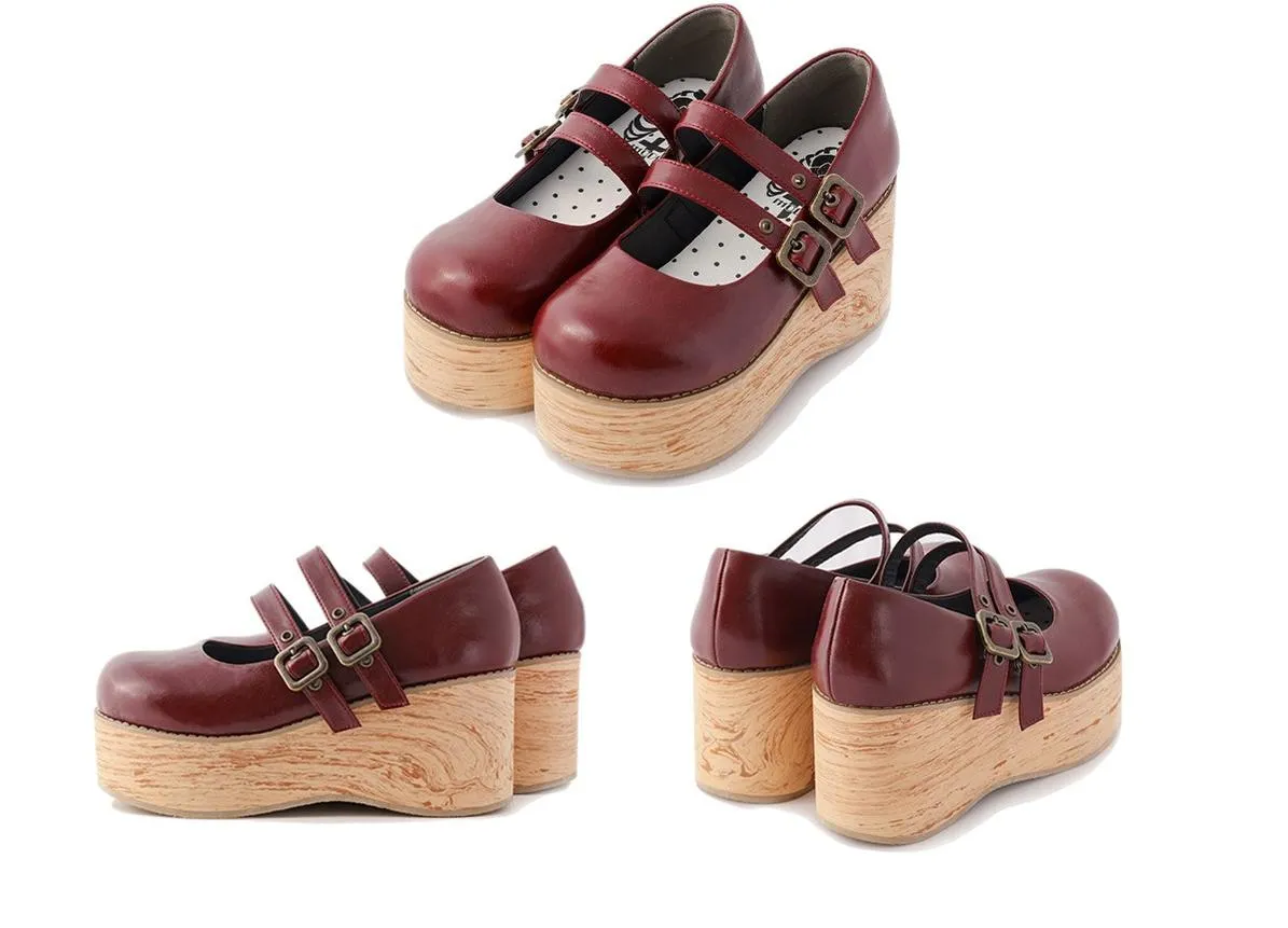 (Buy for me) MODO~Retro Lolita Round Toe Wood Bottom Shoes