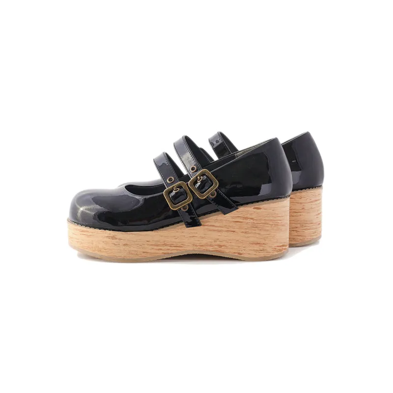 (Buy for me) MODO~Retro Lolita Round Toe Wood Bottom Shoes