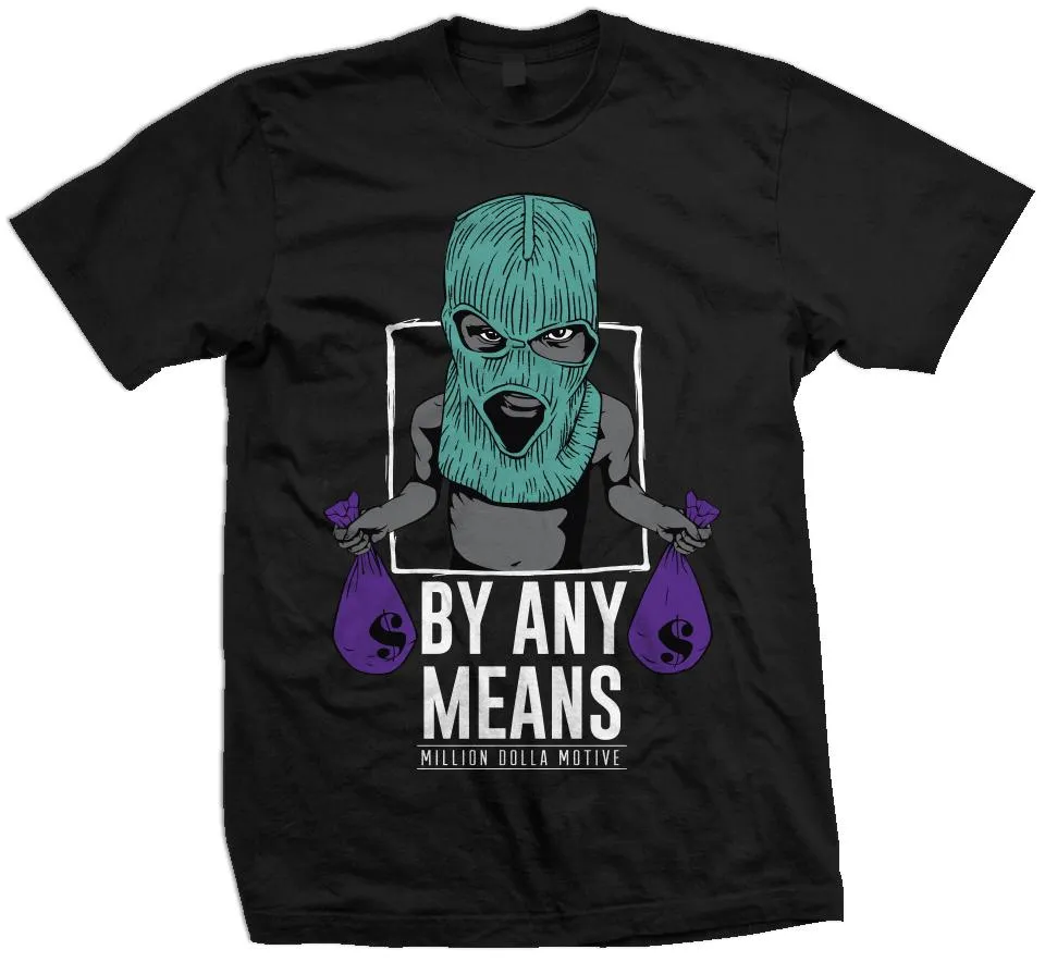 By Any Means - New Emerald/Purple on Black T-Shirt