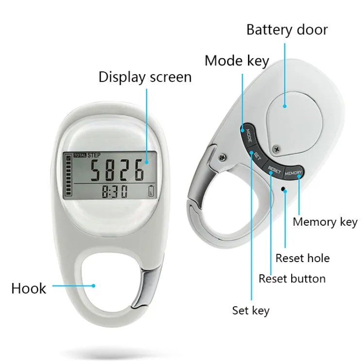 Carabiner Keychain 3D Pedometer