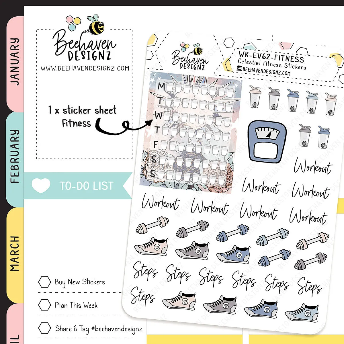 Celestial Fitness Planner Stickers