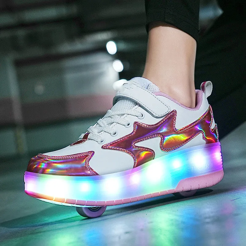 Children's Fashion Removable Charging With Lights Light-emitting Roller Skates