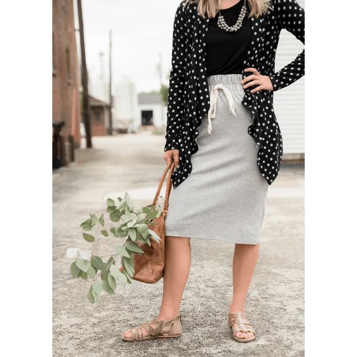 Cinched Waist Sweatshirt Tie Skirt