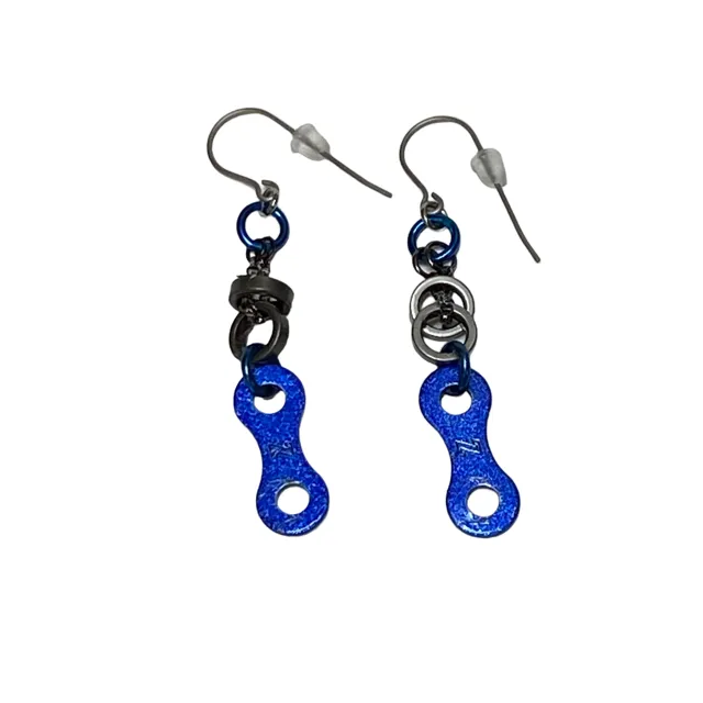 Colorful Recycled Bicycle Chain Earrings