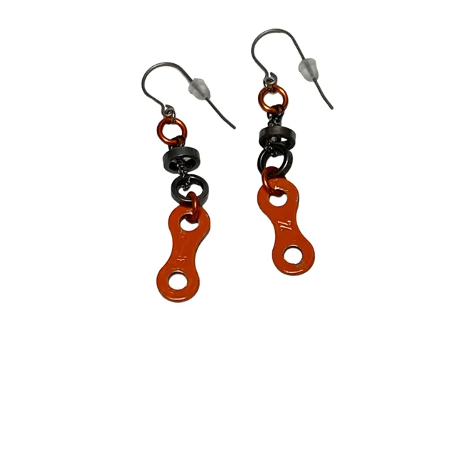 Colorful Recycled Bicycle Chain Earrings