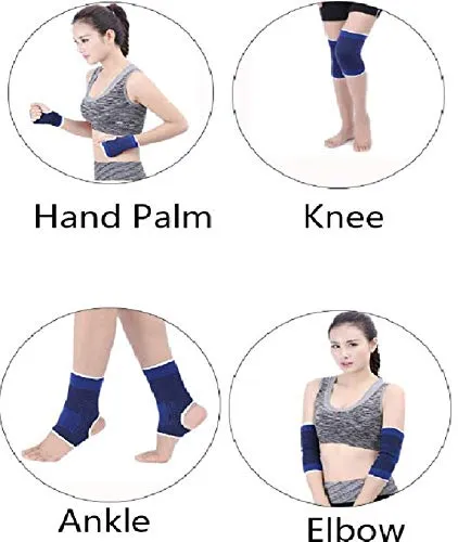 Combo Pack of Knee, Palm, Ankle, Elbow Support (Blue, Free Size)