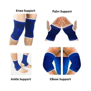 Combo Pack of Knee, Palm, Ankle, Elbow Support (Blue, Free Size)